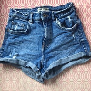 Zara blue wash denim shorts